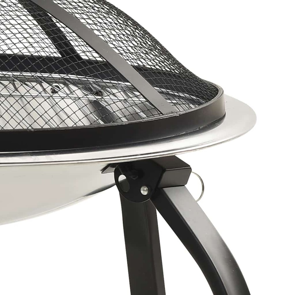 Brasero y barbacoa 2 en 1 atizador acero inoxidable 56x56x49