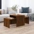 Set mesa de centro madera ingeniería roble marrón 100x48x40