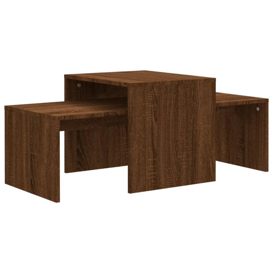 Set mesa de centro madera ingeniería roble marrón 100x48x40