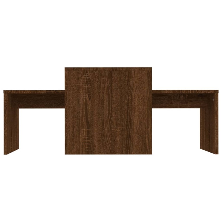 Set mesa de centro madera ingeniería roble marrón 100x48x40
