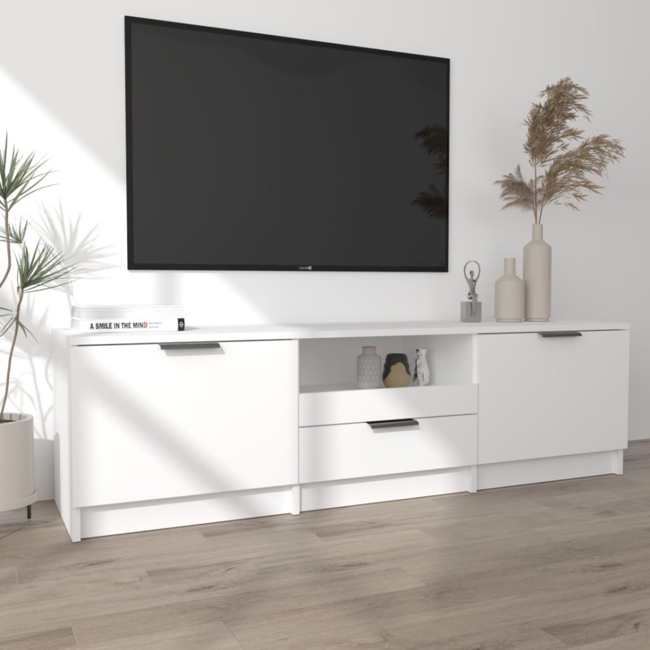 Mueble para TV madera contrachapada blanco 140x35x40