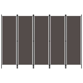 Biombo divisor de 5 paneles gris antracita 250x180