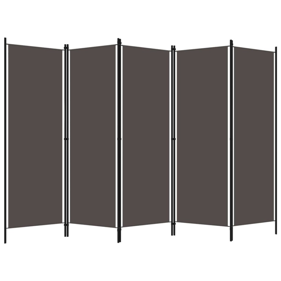 Biombo divisor de 5 paneles gris antracita 250x180