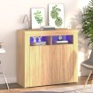 Aparador con luces LED roble Sonoma 80x35x75 cm