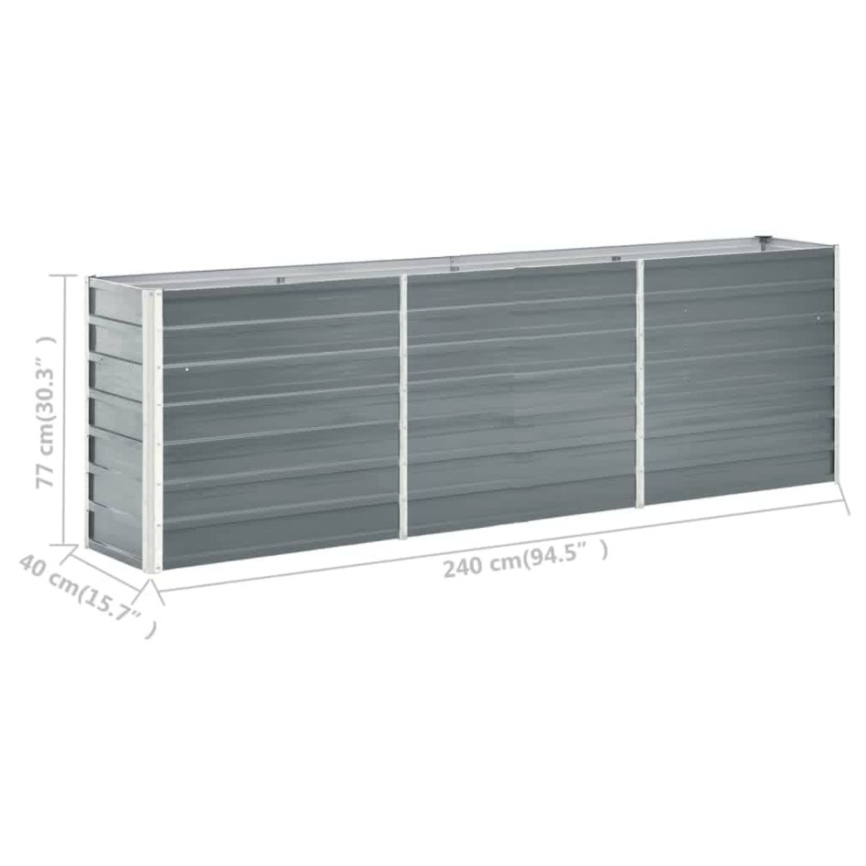 Arriate elevado de jardín acero galvanizado gris 240x40x77