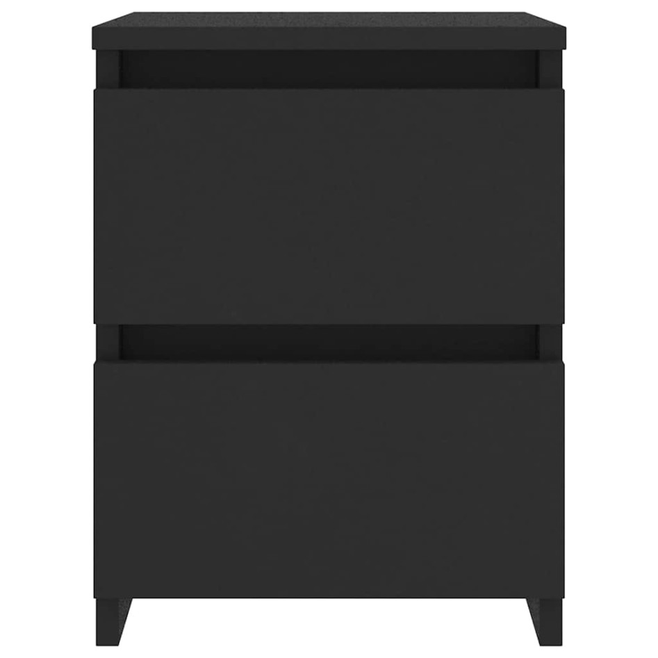 Mesitas de noche 2 unidades aglomerado negro 30x30x40