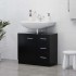 Armario para lavabo madera contrachapada negro 63x30x54