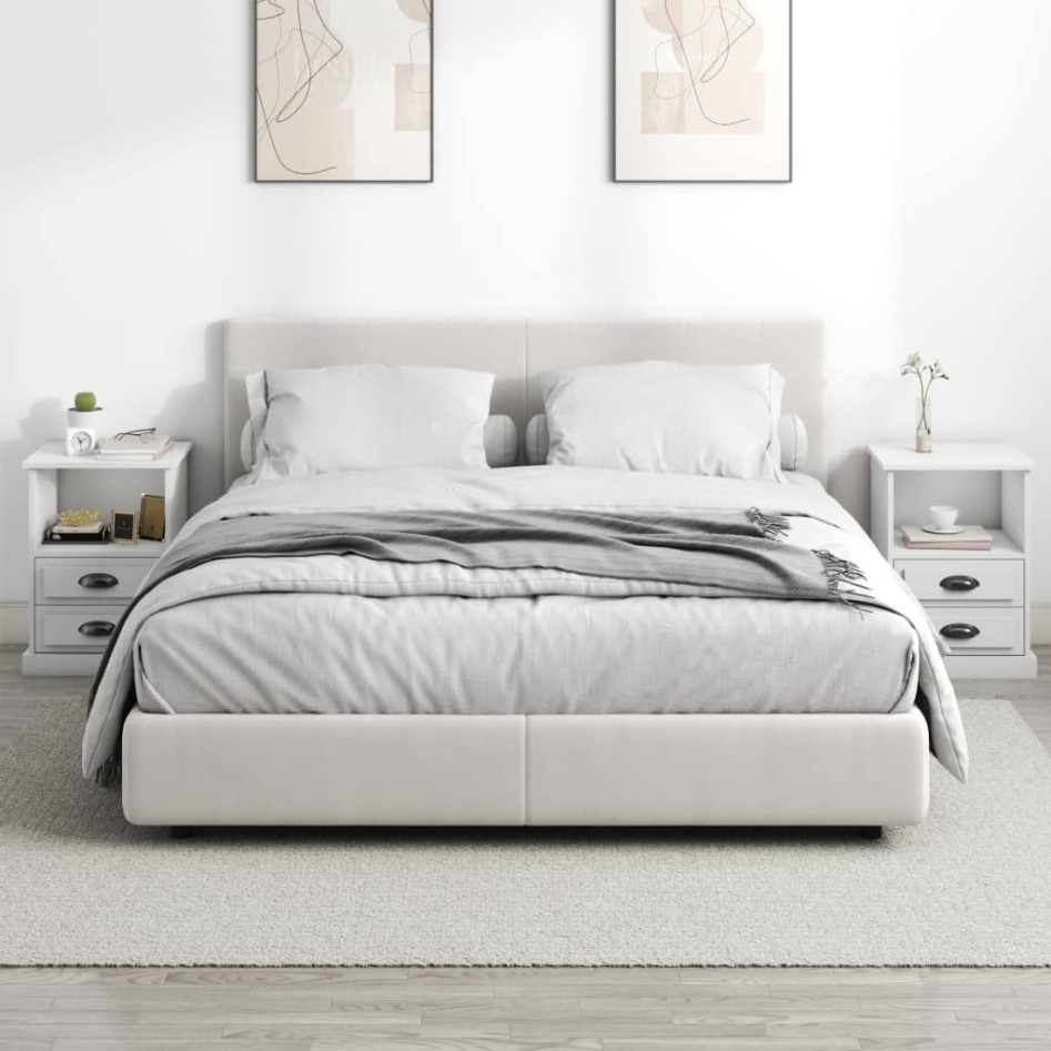 Mesitas de noche 2 unidades blancas 43x36x60