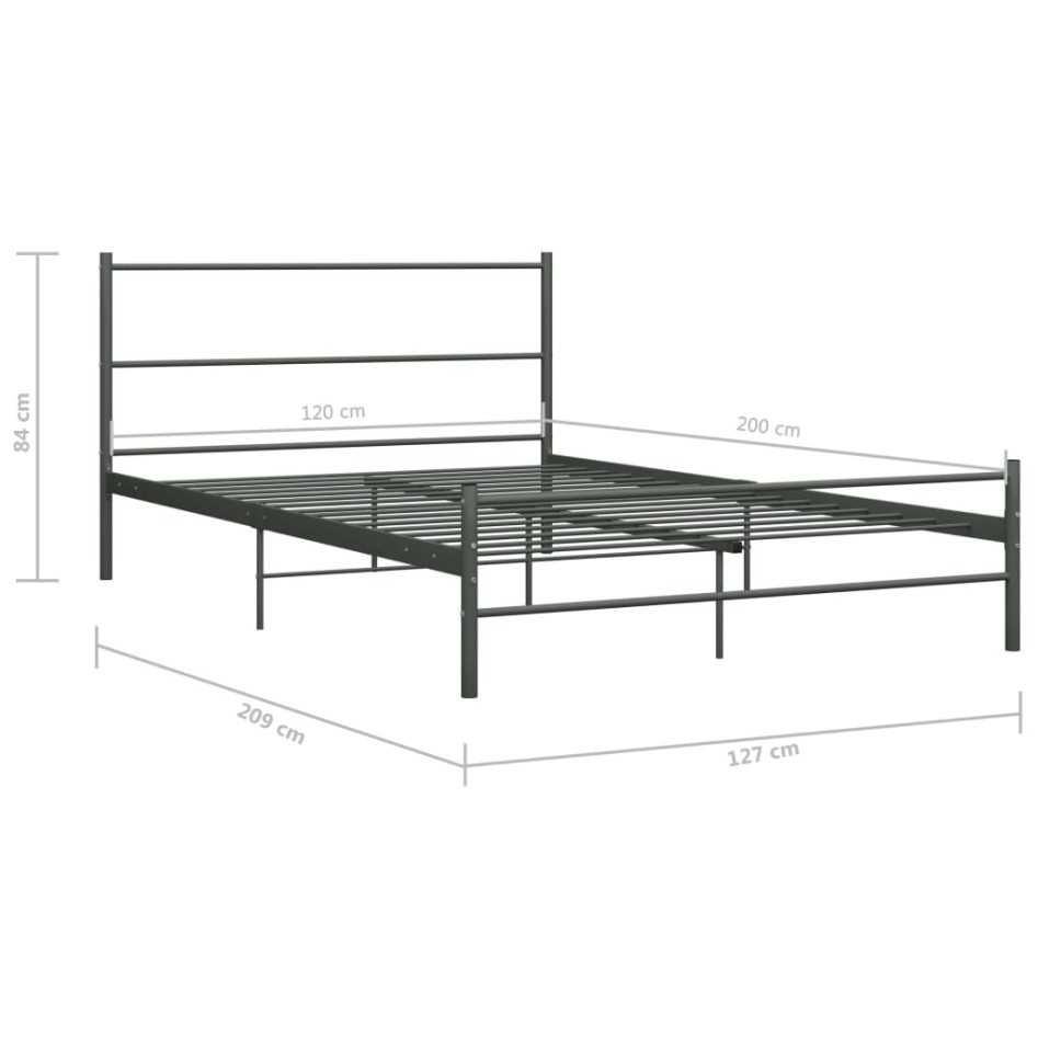 Estructura de cama sin colchón metal gris 120x200