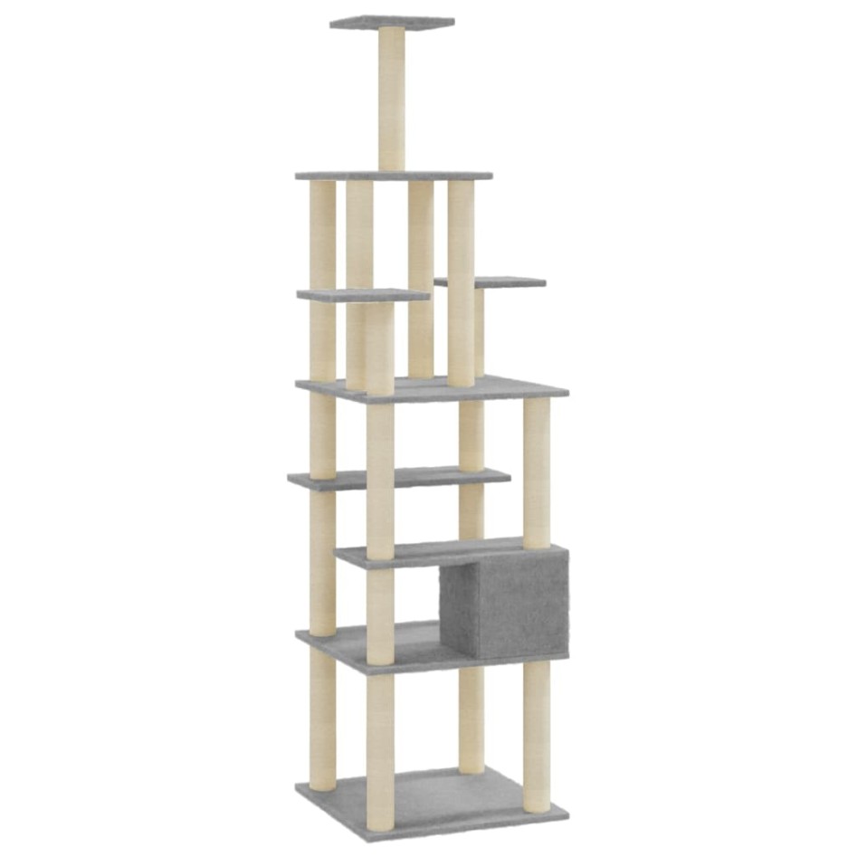 Rascador para gatos con postes de sisal gris claro 183