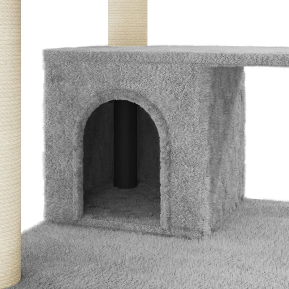 Rascador para gatos con postes de sisal gris claro 183