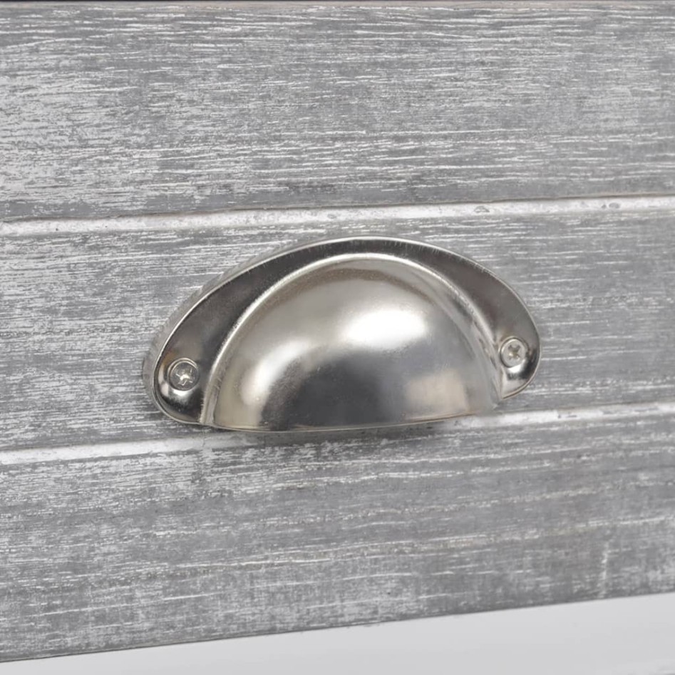 Mesita de noche madera de Paulownia gris y blanca 38x28x45