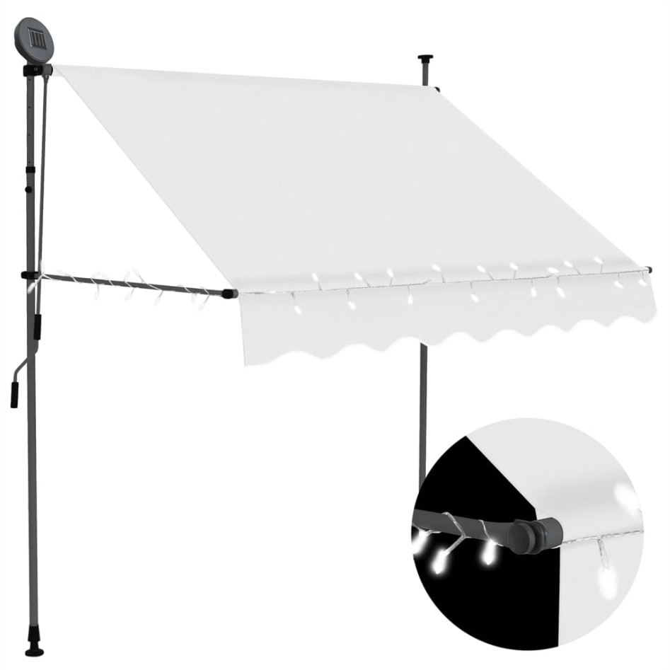 Toldo manual retráctil con LED crema 200