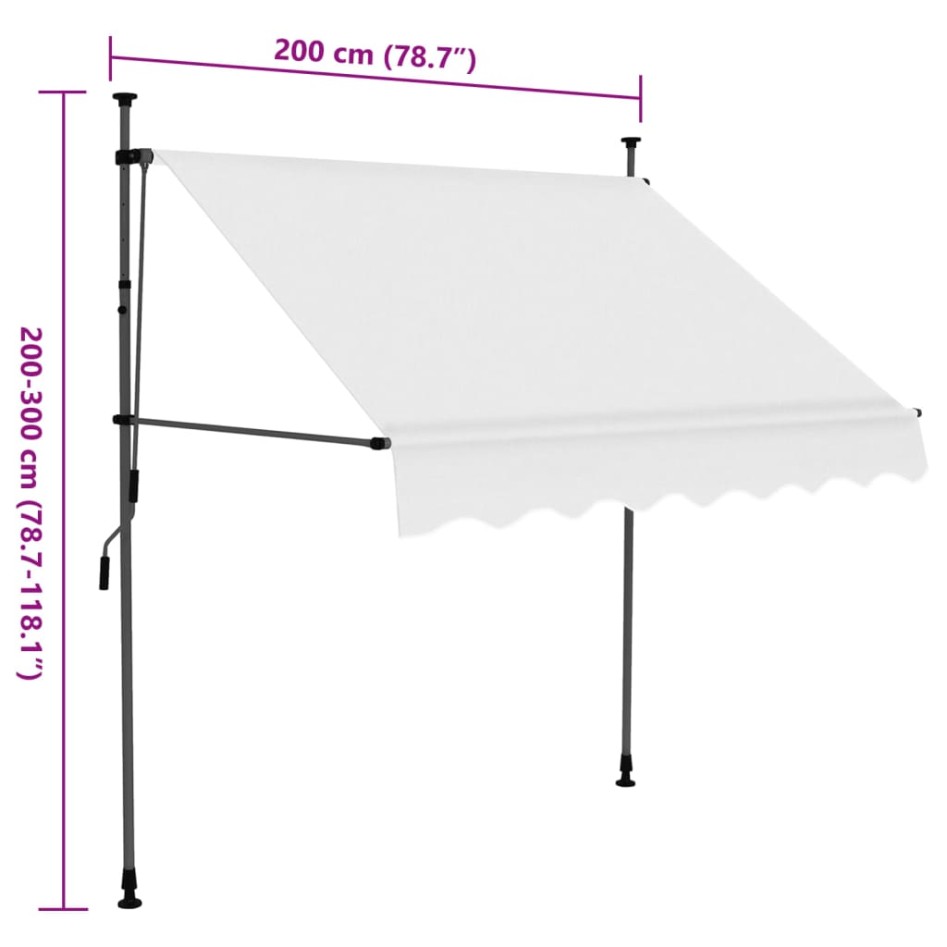 Toldo manual retráctil con LED crema 200