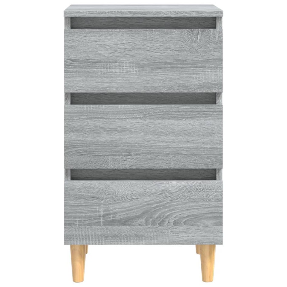 Mesita de noche con patas madera maciza gris Sonoma 40x35x69