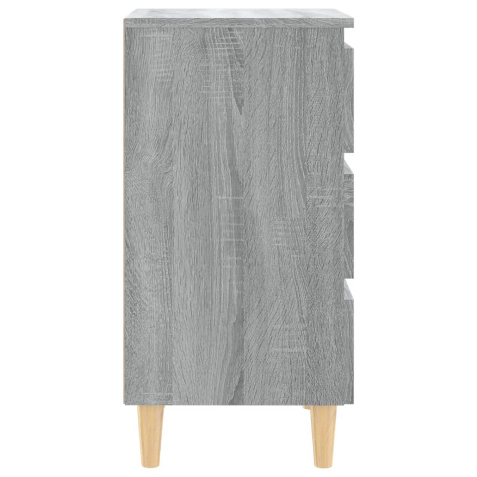 Mesita de noche con patas madera maciza gris Sonoma 40x35x69