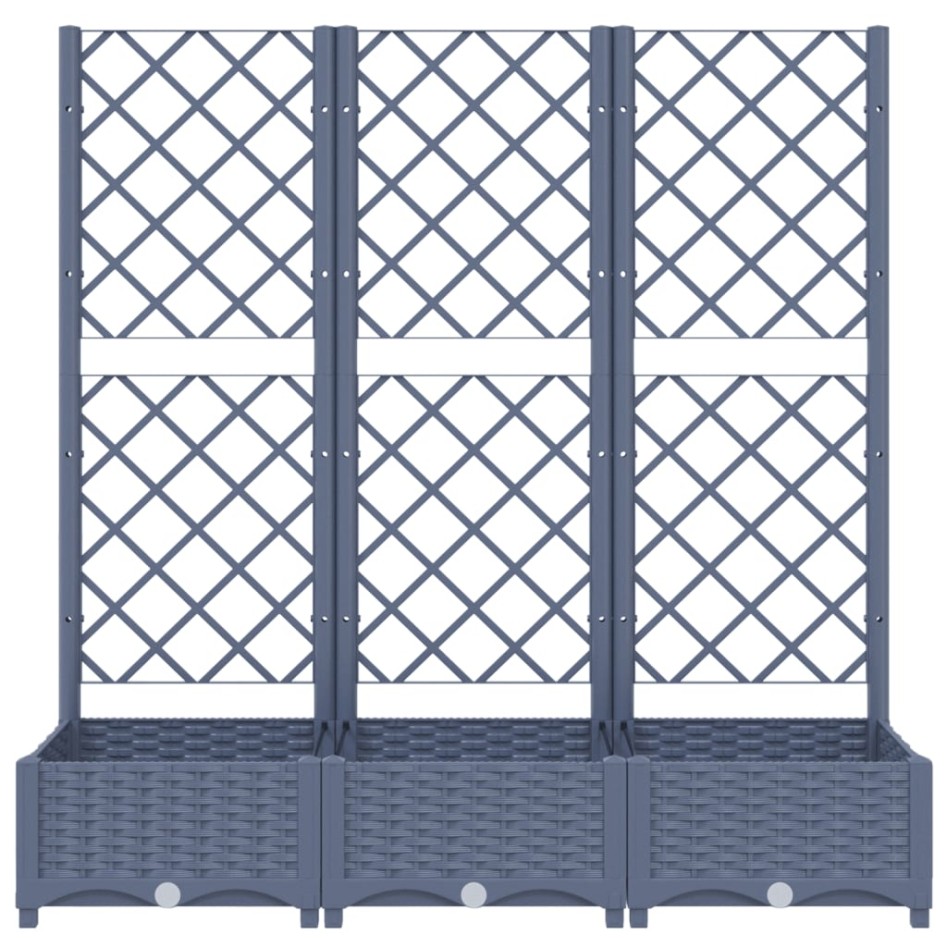Jardinera con enrejado PP azul gris 120x40x121,5