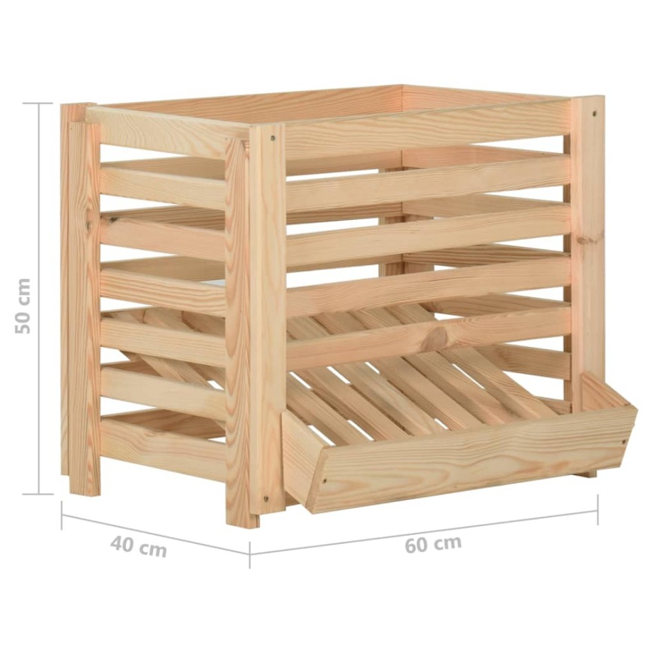 Caja para patatas madera maciza de pino 60x40x50