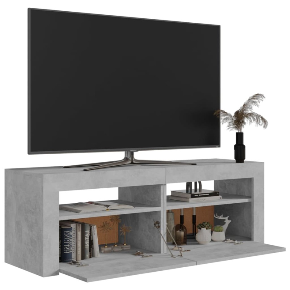 Mueble de TV con luces LED gris hormigón 120x35x40