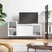 Mueble de TV madera contrachapada blanco brillo 100x35x55 cm
