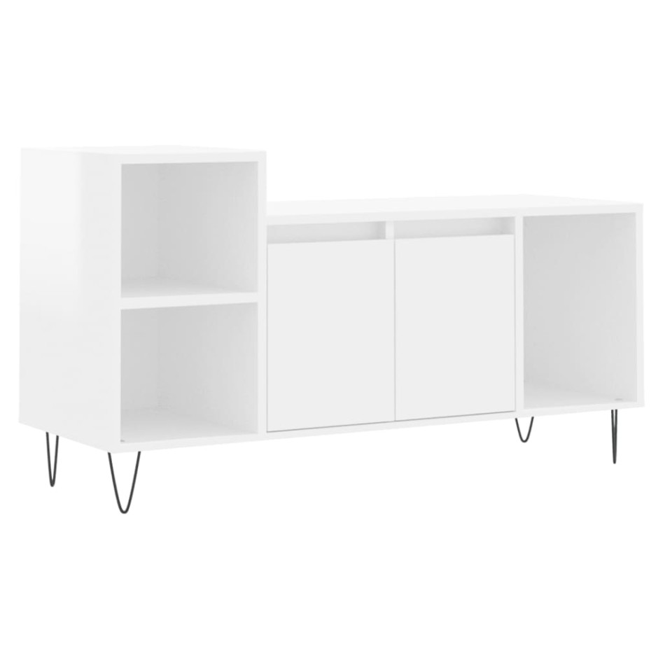 Mueble de TV madera contrachapada blanco brillo 100x35x55
