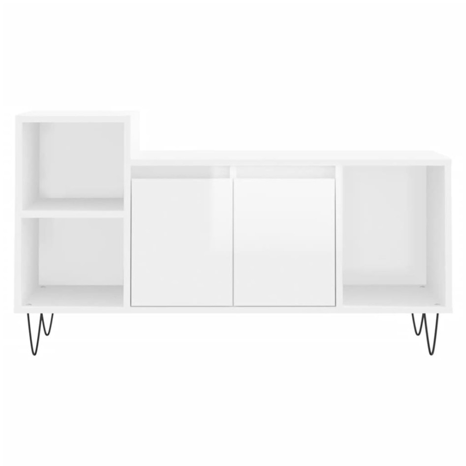 Mueble de TV madera contrachapada blanco brillo 100x35x55