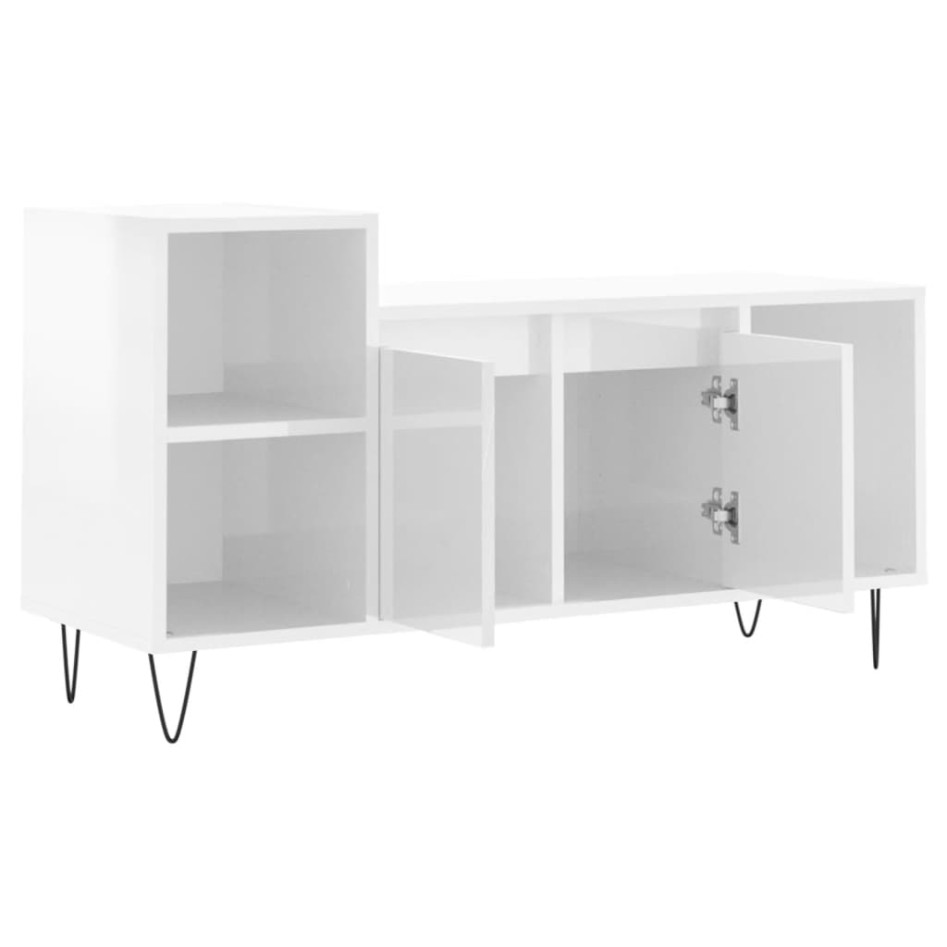 Mueble de TV madera contrachapada blanco brillo 100x35x55