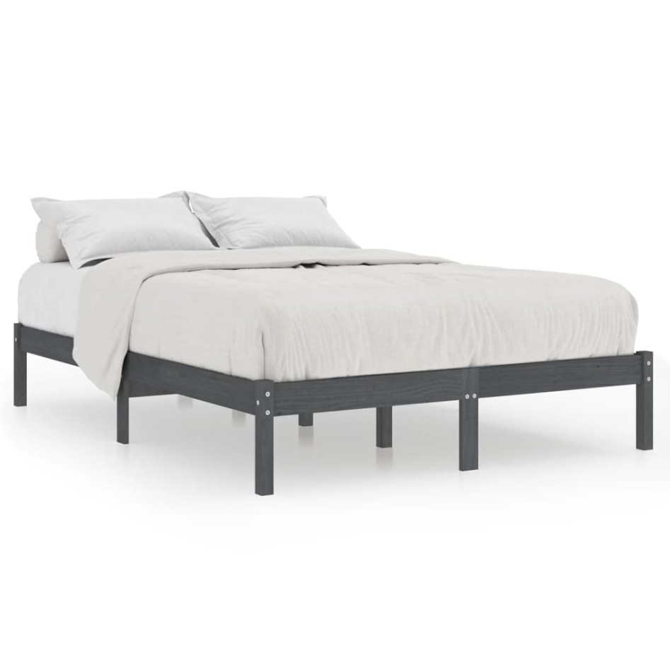 Estructura de cama sin colchón madera maciza gris 200x200
