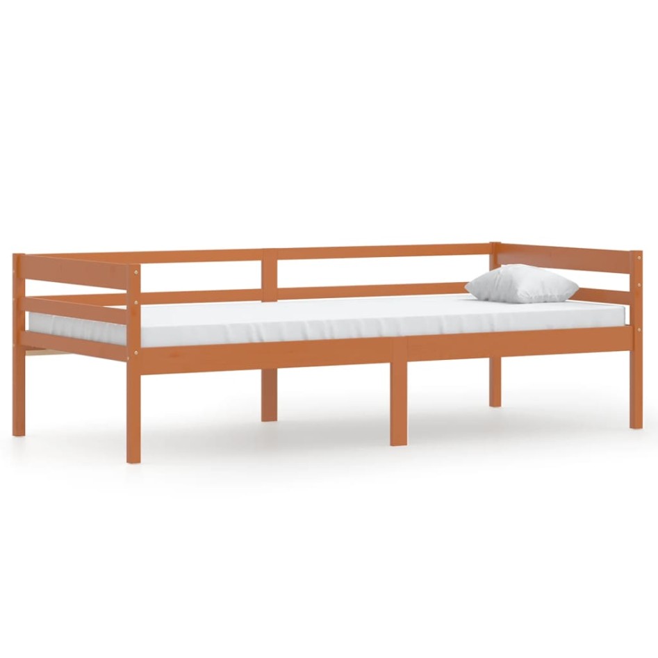 Estructura cama sin colchón madera pino marrón miel 90x200