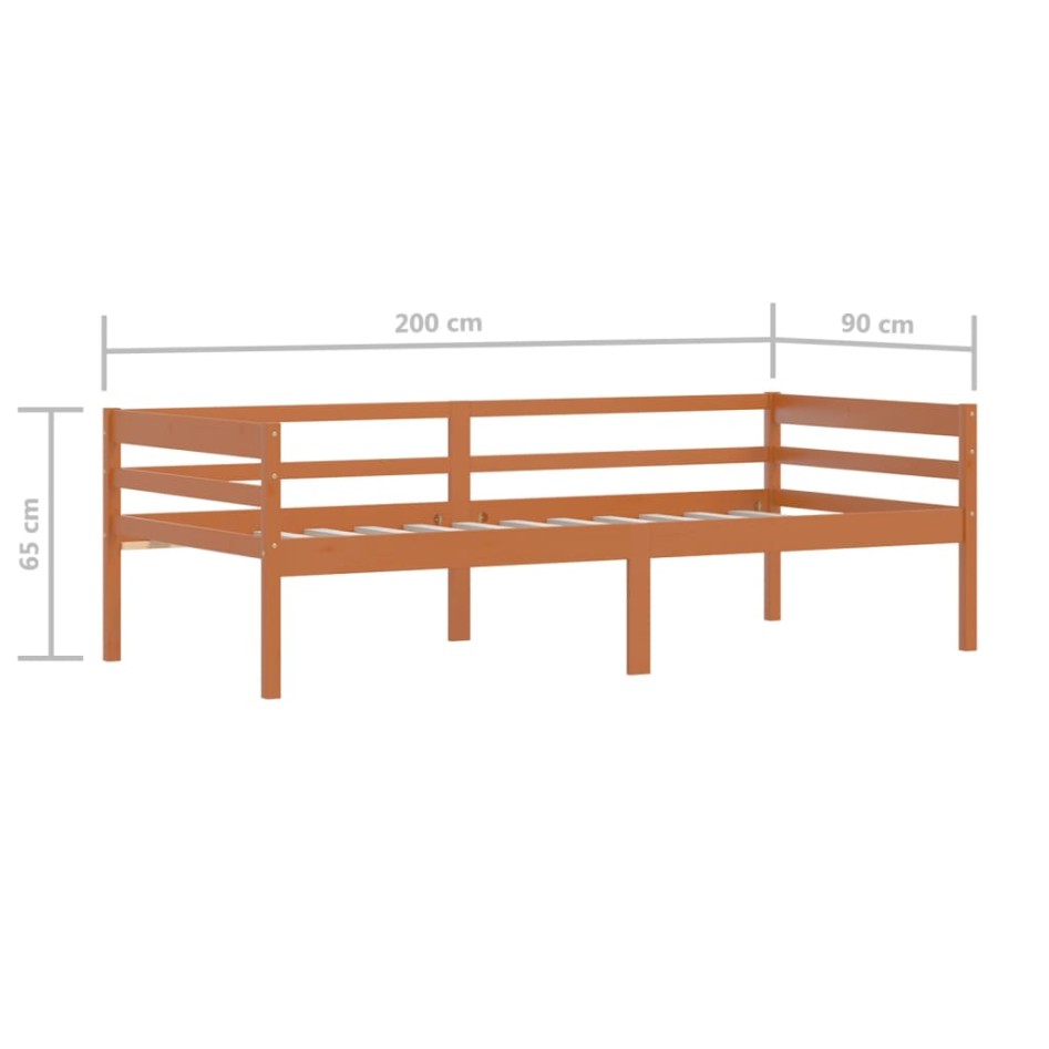 Estructura cama sin colchón madera pino marrón miel 90x200