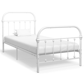 Estructura de cama sin colchón metal blanco 100x200