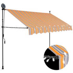 Toldo retráctil manual con LED amarillo y azul 300