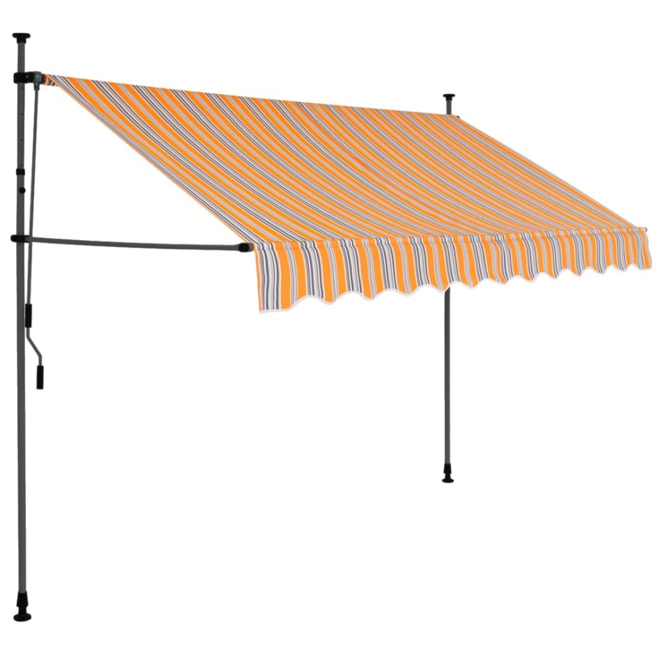 Toldo retráctil manual con LED amarillo y azul 300