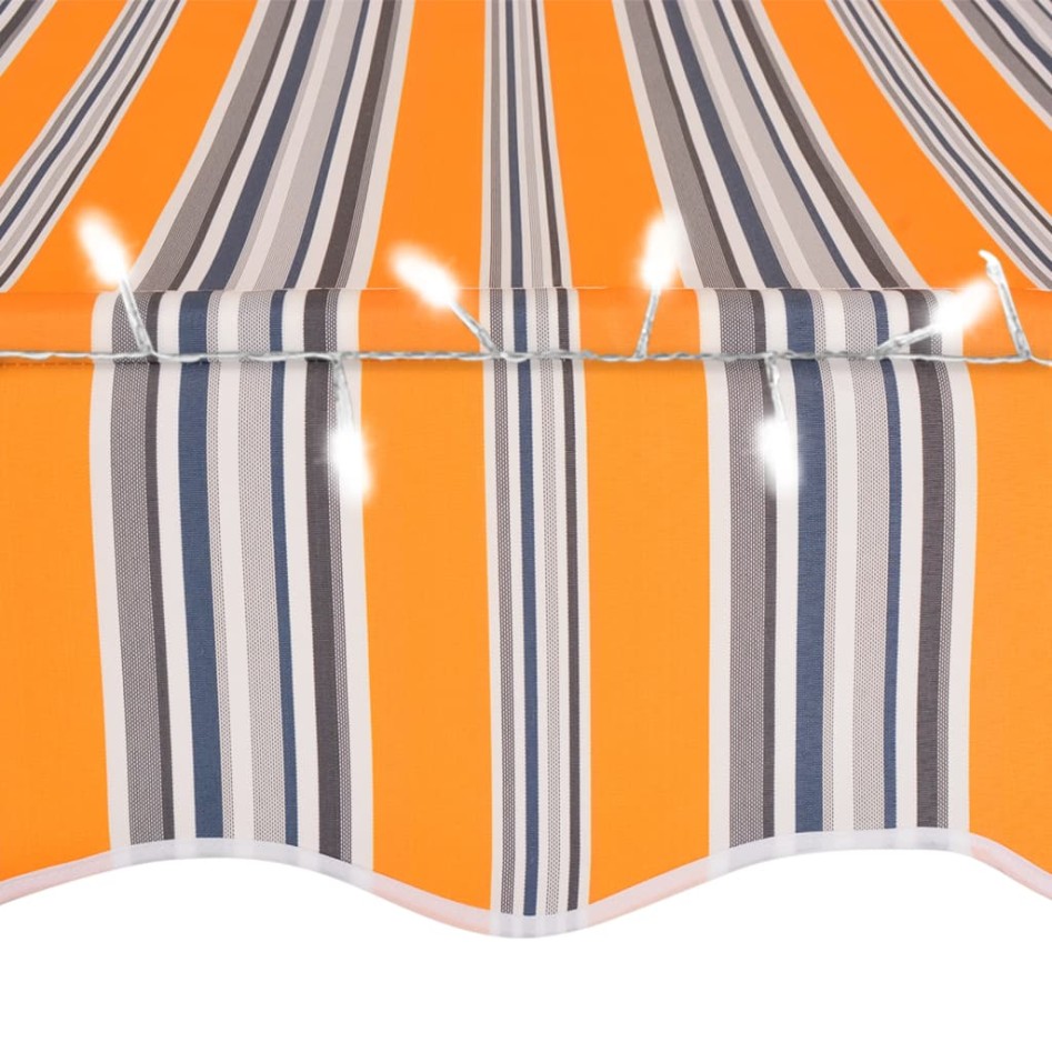 Toldo retráctil manual con LED amarillo y azul 300