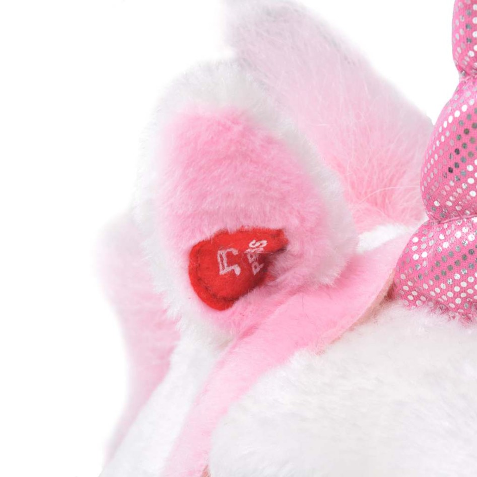 Unicornio de peluche de pie blanco y rosa