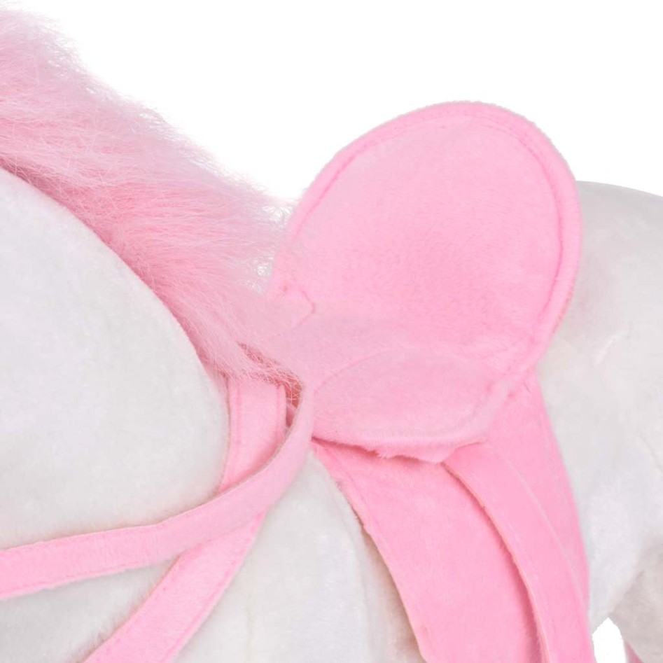 Unicornio de peluche de pie blanco y rosa