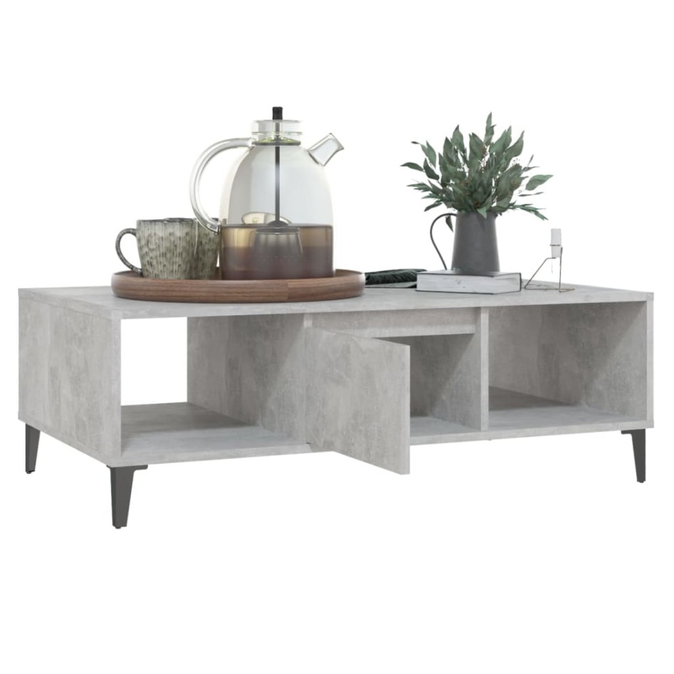 Mesa centro madera contrachapada gris hormigón 103,5x60x35