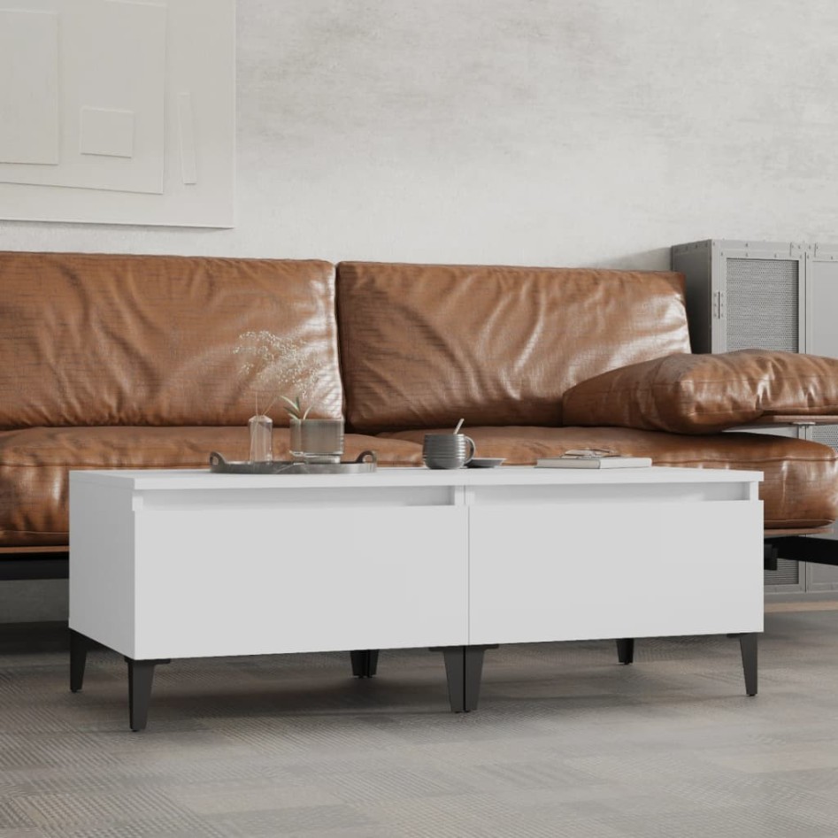 Mesas auxiliares 2 uds madera contrachapada blanco 50x46x35