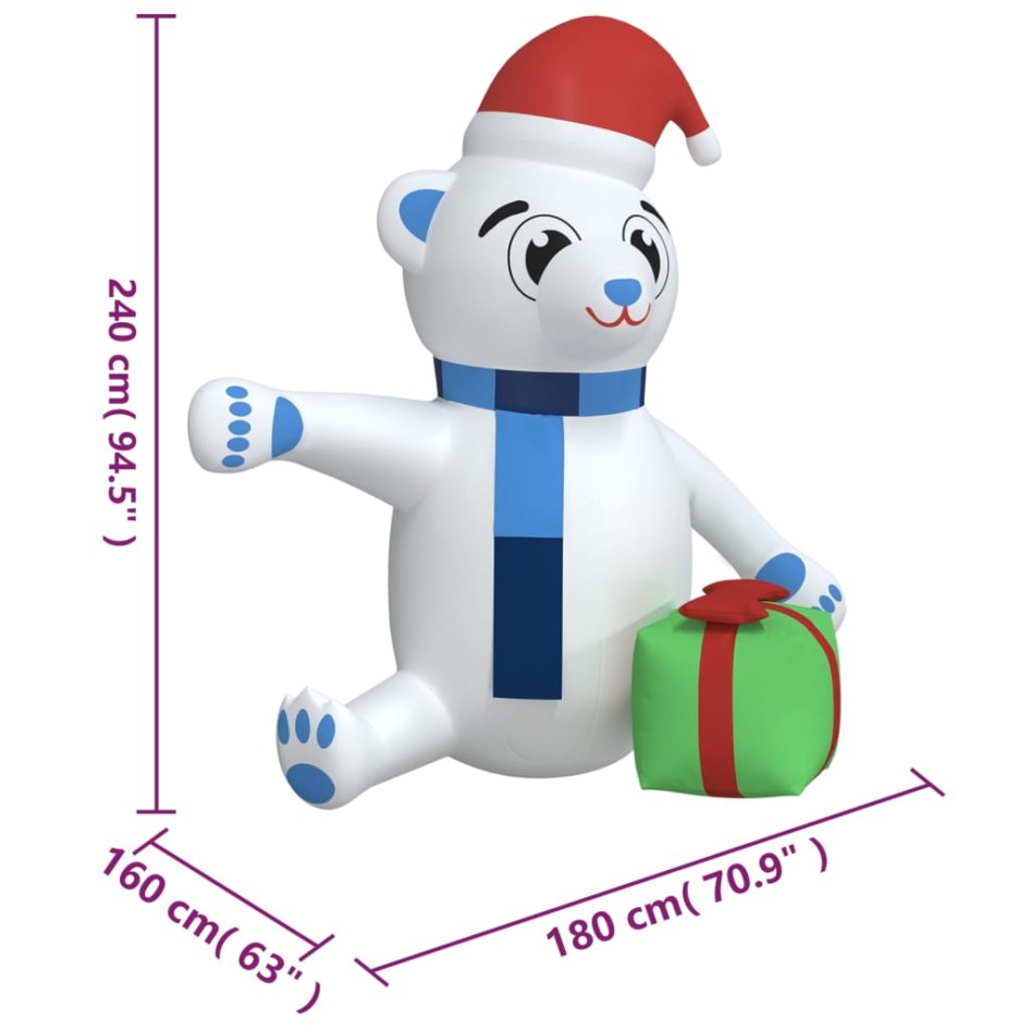 Osito de peluche inflable de Navidad LED 240