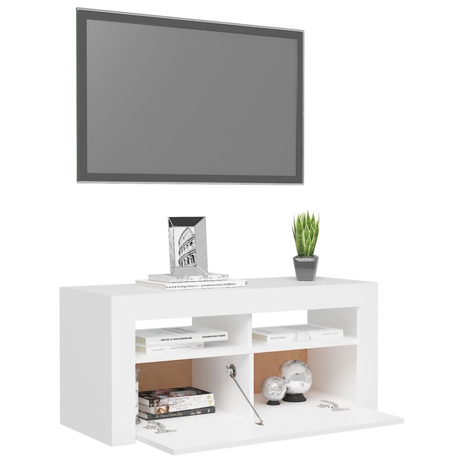 Mueble de TV con luces LED blanco 90x35x40