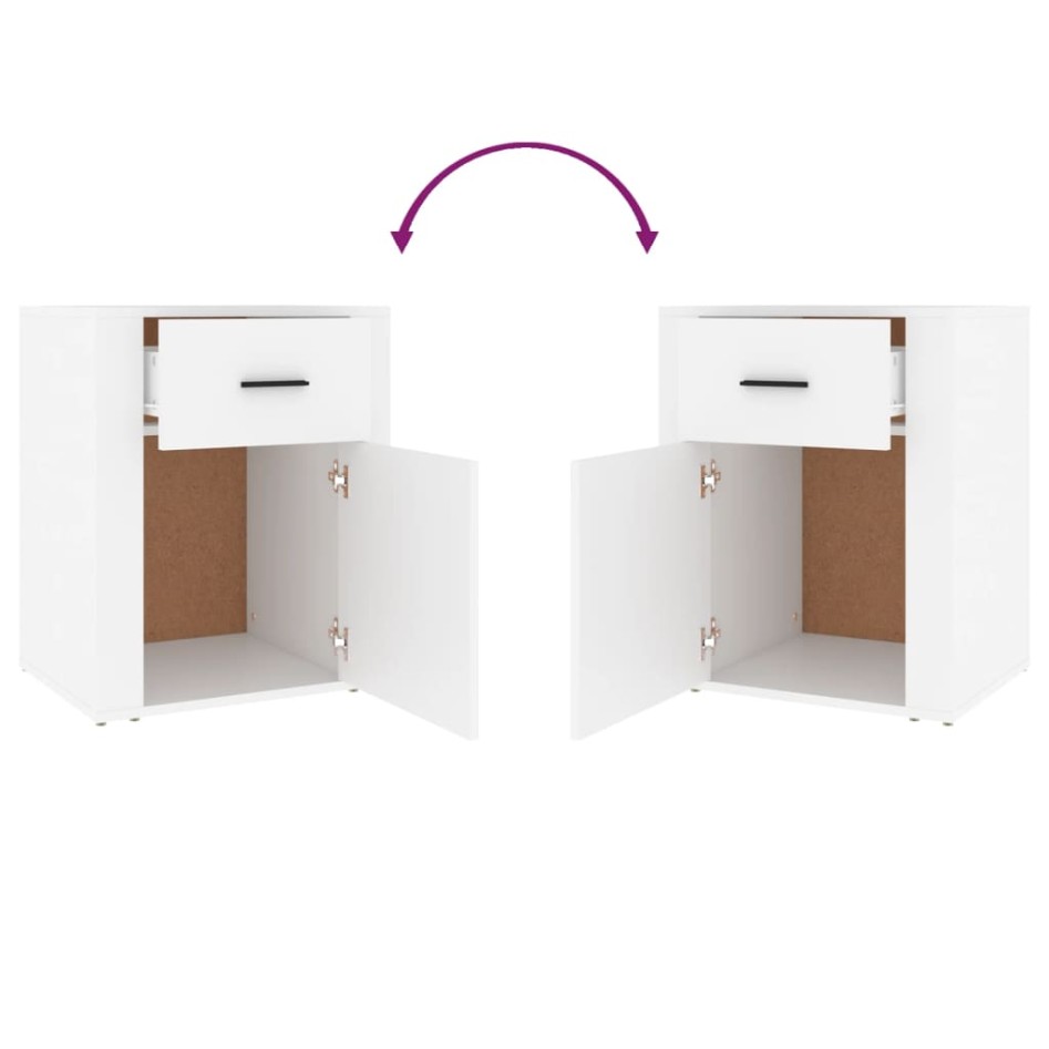 Mesita de noche madera contrachapada blanco 50x36x60