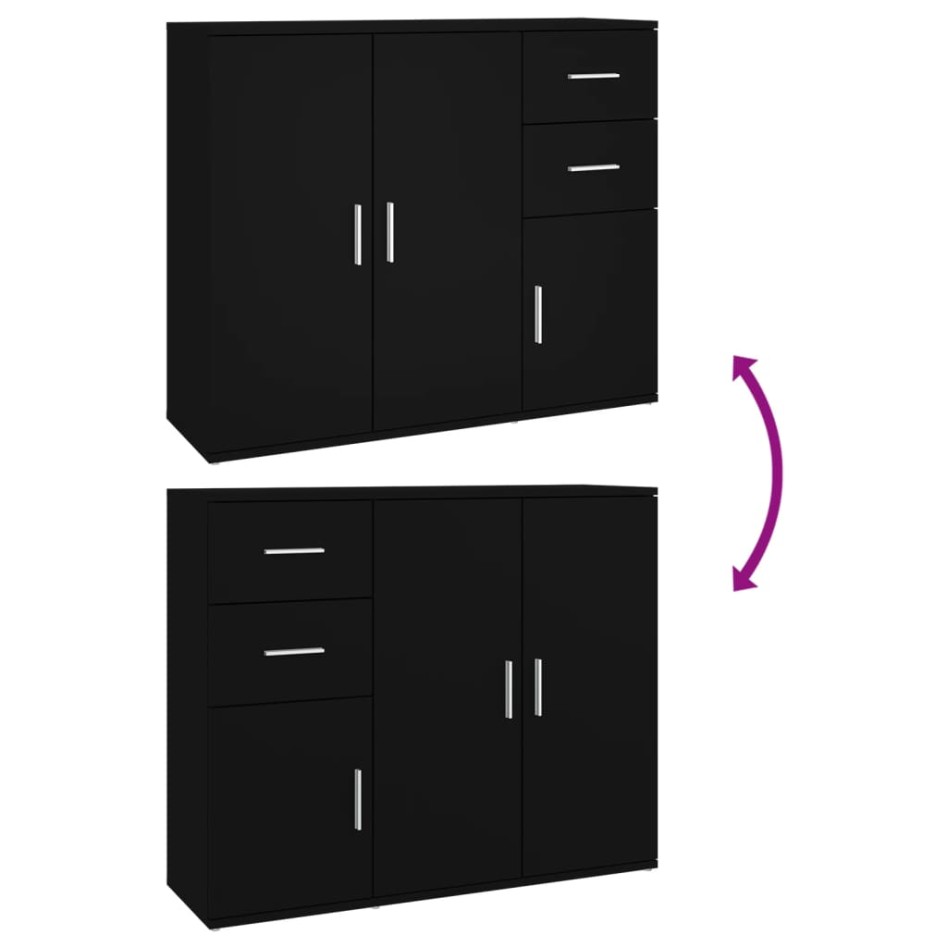 Aparador de madera contrachapada negro 91x29,5x75