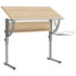 Mesa de dibujo madera y acero gris y roble 110x53x(58-87)