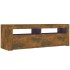 Mueble de TV con luces LED color roble ahumado 120x35x40