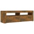 Mueble de TV con luces LED color roble ahumado 120x35x40