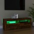Mueble de TV con luces LED color roble ahumado 120x35x40