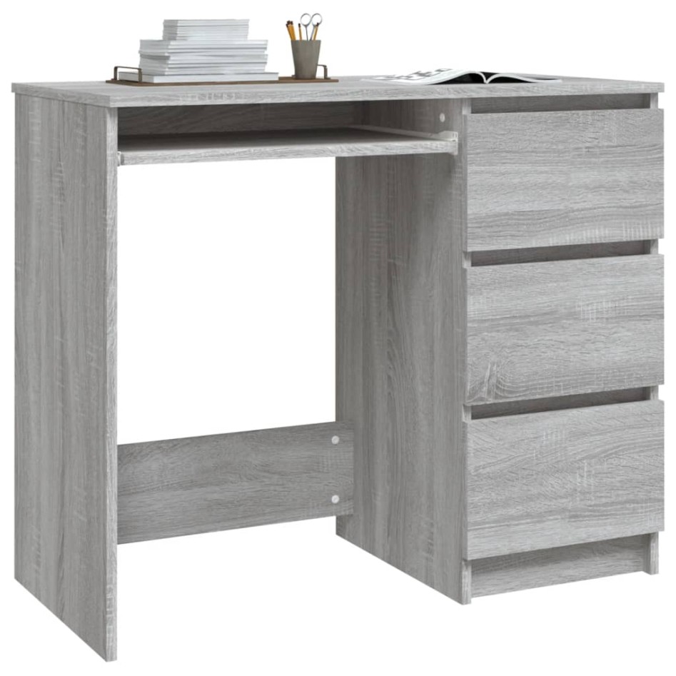 Escritorio de madera contrachapada gris Sonoma 90x45x76