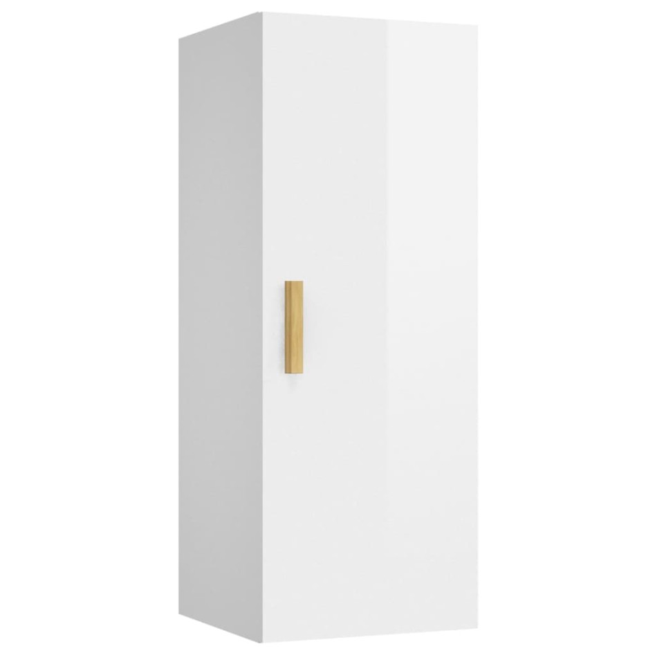 Armario pared madera contrachapada blanco brillo 34,5x34x90