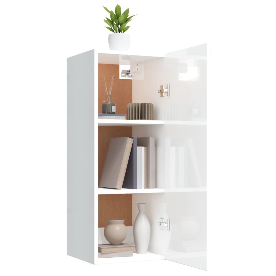 Armario pared madera contrachapada blanco brillo 34,5x34x90