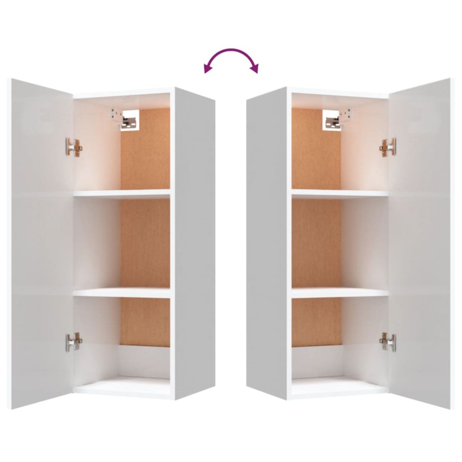 Armario pared madera contrachapada blanco brillo 34,5x34x90